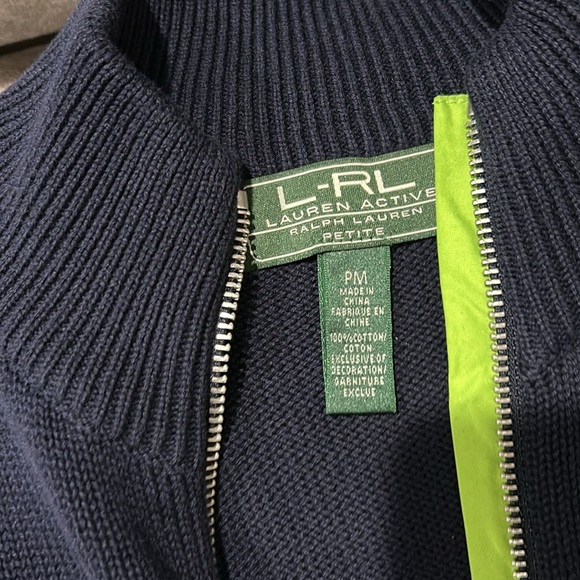 Lauren Active Ralph Lauren Cable Knit Zip Up Cardigan Sweater PM crest - Picture 4 of 8